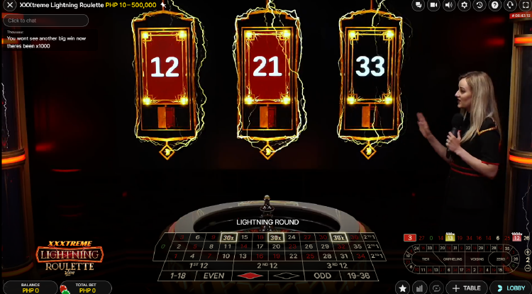 Evolution XXXTreme Lightning Roulette - Multiplier and Lightning Numbers